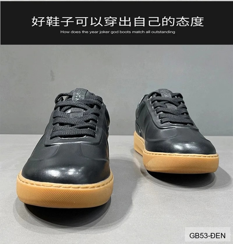 GB53 - Giày thể thao nam da bò cổ thấp kiểu retro, phối màu trắng đen xanh thời thượng - ảnh 5