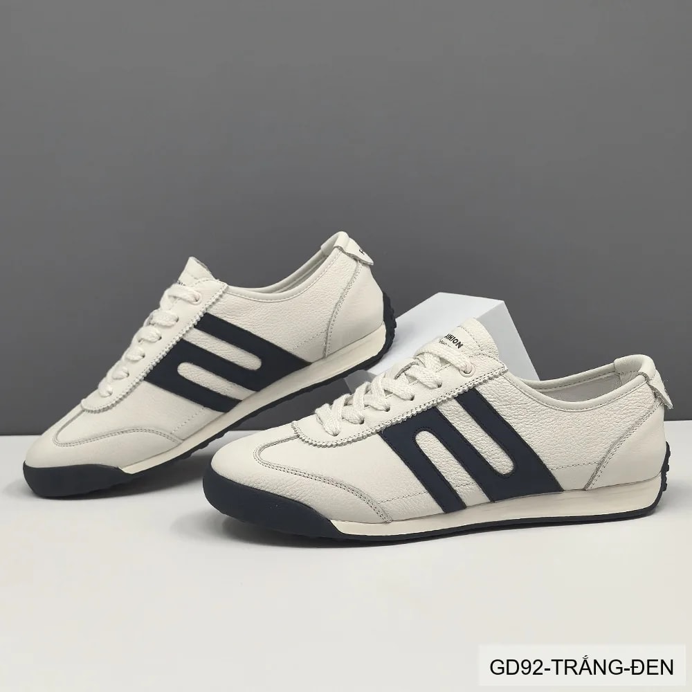 GD92 - Giày nam da bò trắng phối màu thời trang, đế bằng êm ái - ảnh 3