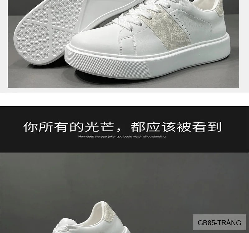 GB85 - Giày thể thao nam trắng da thật, đế dày mềm, thoáng khí, kiểu dáng retro thời thượng - ảnh 19