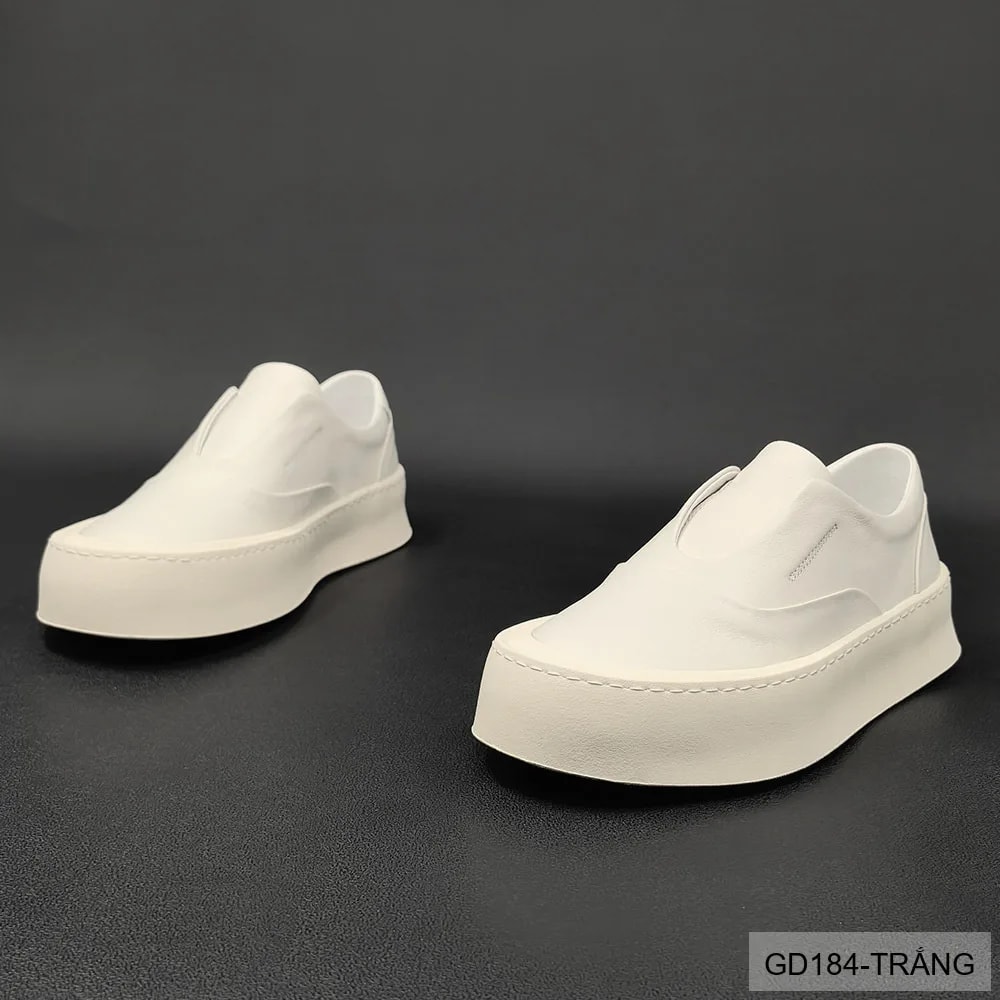 GD184 - Giày thể thao nam da thật đế bằng phong cách châu Âu, nhẹ sang, phối màu trắng đen - ảnh 3