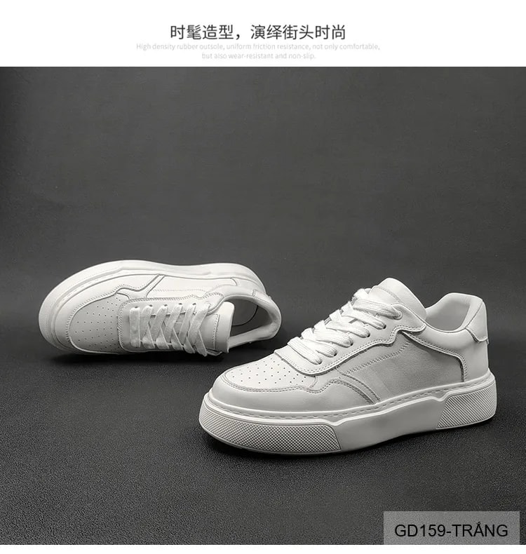 GD159 - Giày thể thao nam trắng đế dày da bò thật phong cách thời trang - ảnh 14