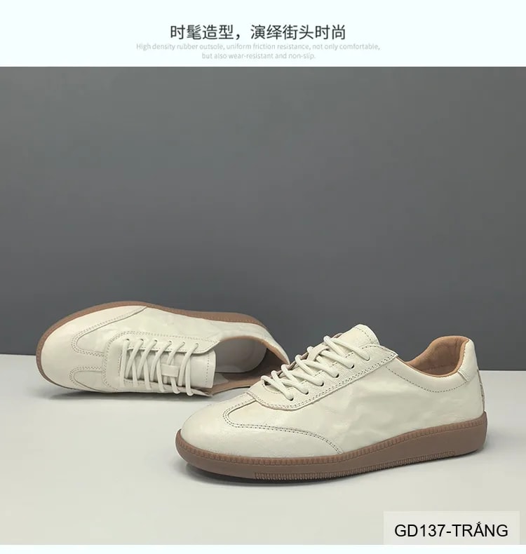 GD137 - Giày thể thao nam da thật phong cách Hàn, thoáng khí, mũi tròn, đế cao su êm chân - ảnh 5