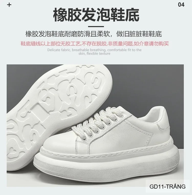 GD11 - Giày thể thao nam da trắng đế dày thời trang, phối màu trẻ trung - ảnh 13