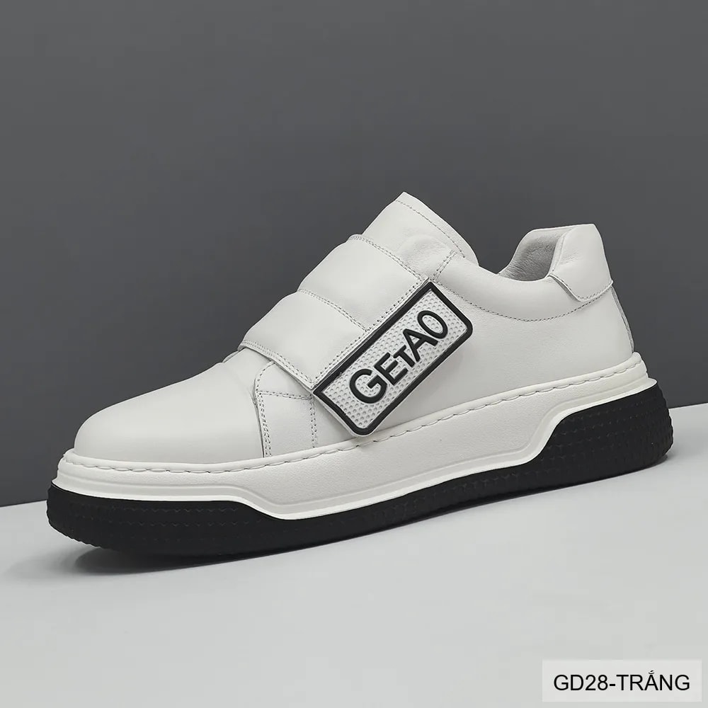 GD28 - Giày nam da bò đế dày kiểu dad shoes, phối màu trắng đen thời thượng - ảnh 1