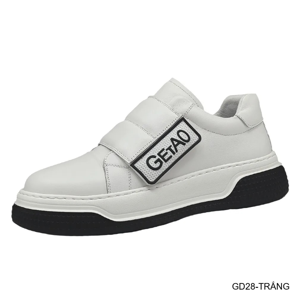 GD28 - Giày nam da bò đế dày kiểu dad shoes, phối màu trắng đen thời thượng - ảnh 4