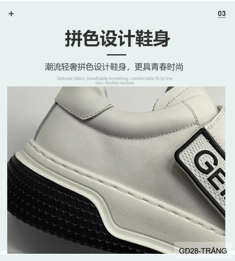 GD28 - Giày nam da bò đế dày kiểu dad shoes, phối màu trắng đen thời thượng - ảnh 13
