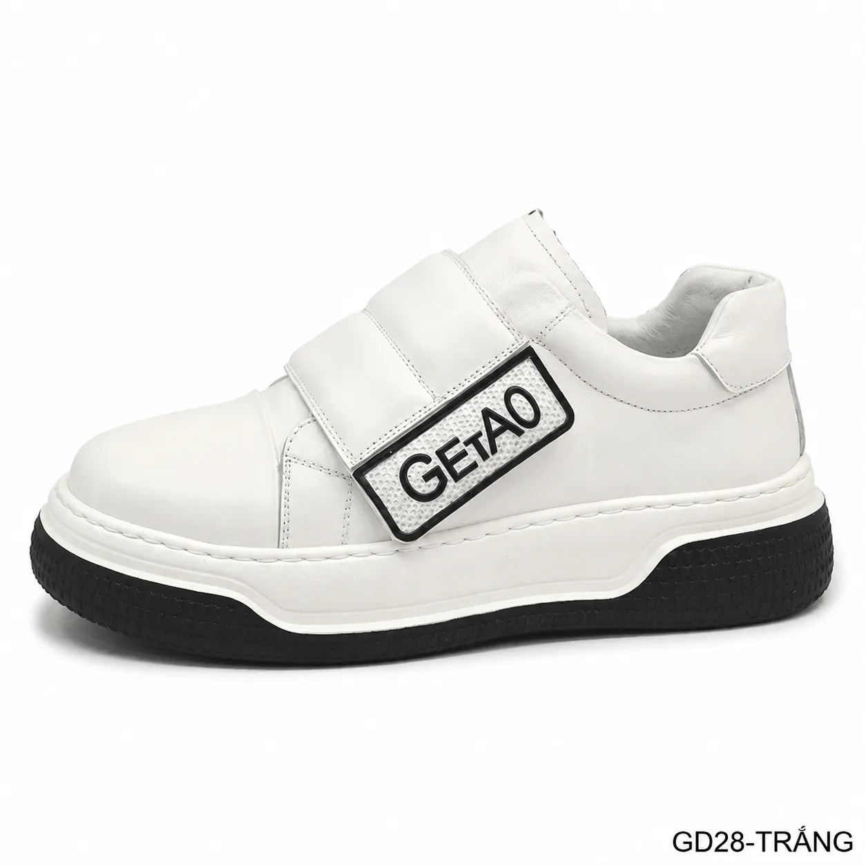 GD28 - Giày nam da bò đế dày kiểu dad shoes, phối màu trắng đen thời thượng