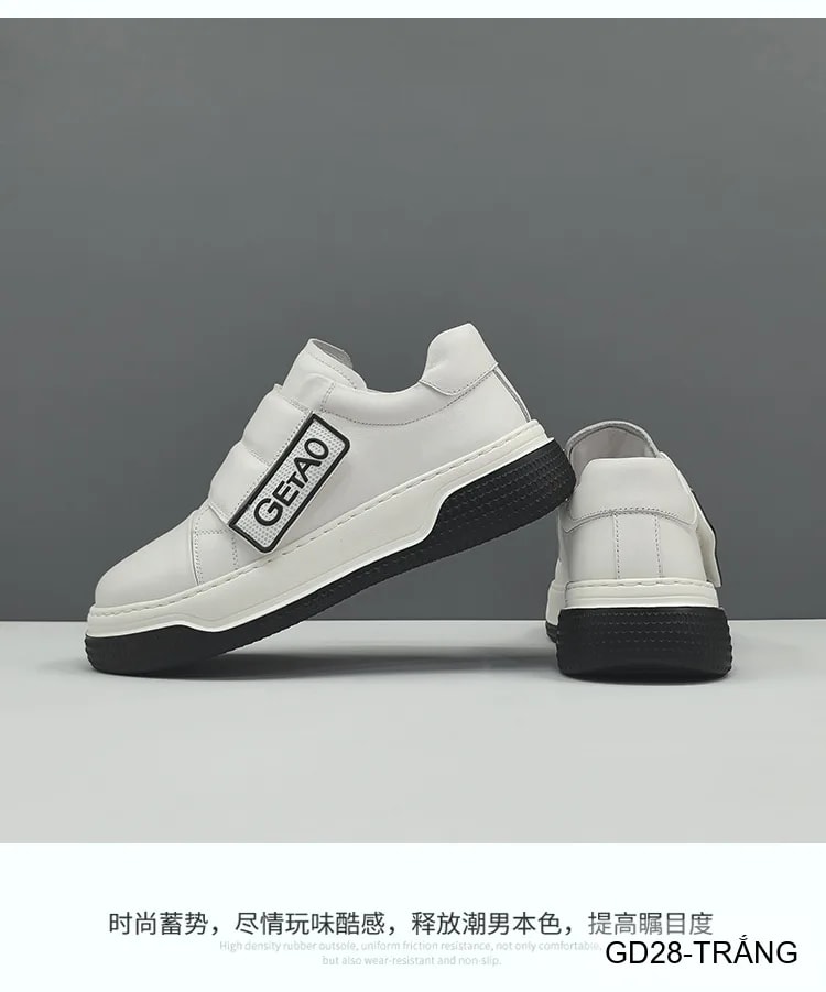 GD28 - Giày nam da bò đế dày kiểu dad shoes, phối màu trắng đen thời thượng - ảnh 9