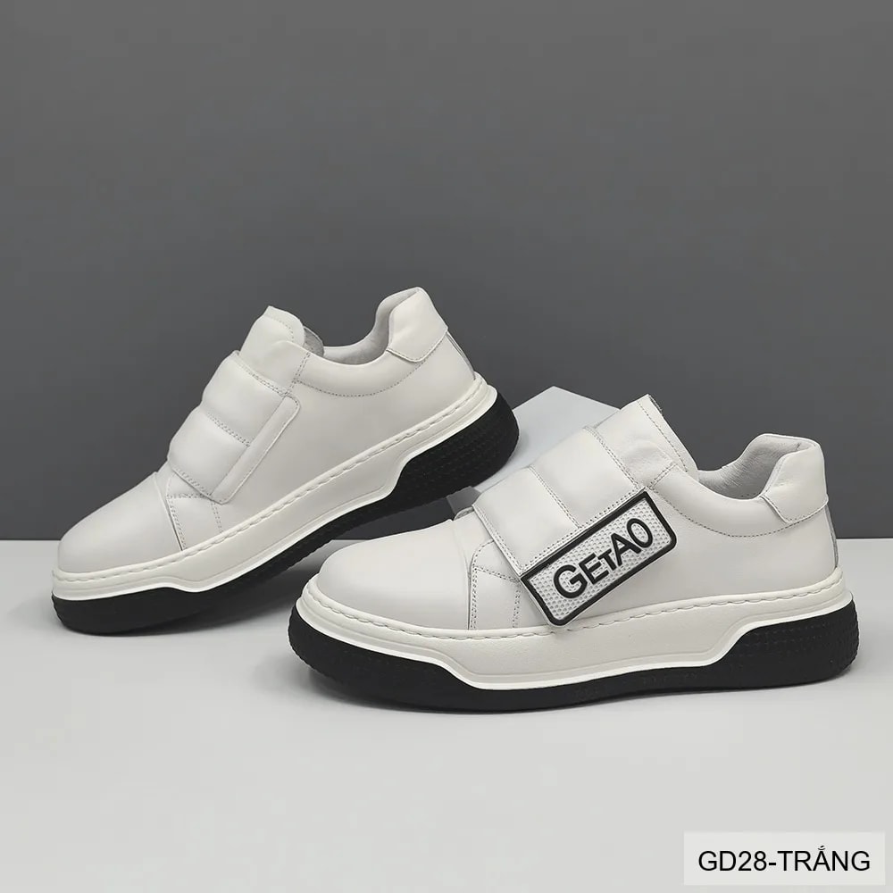 GD28 - Giày nam da bò đế dày kiểu dad shoes, phối màu trắng đen thời thượng - ảnh 2