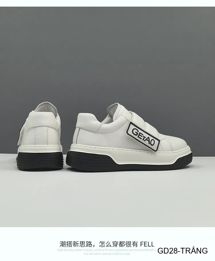 GD28 - Giày nam da bò đế dày kiểu dad shoes, phối màu trắng đen thời thượng - ảnh 8