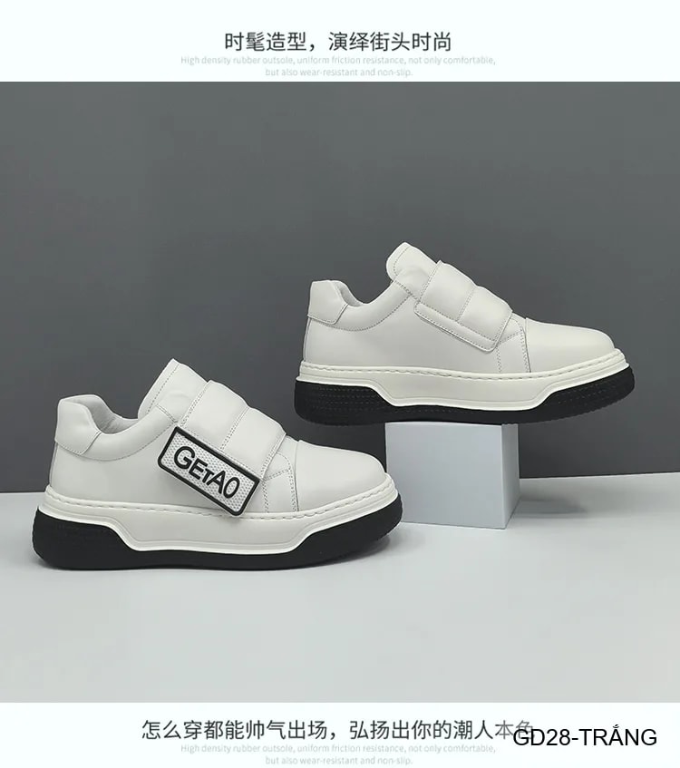 GD28 - Giày nam da bò đế dày kiểu dad shoes, phối màu trắng đen thời thượng - ảnh 6