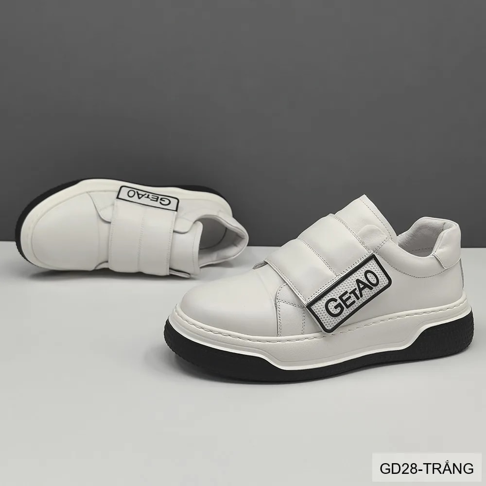 GD28 - Giày nam da bò đế dày kiểu dad shoes, phối màu trắng đen thời thượng - ảnh 3