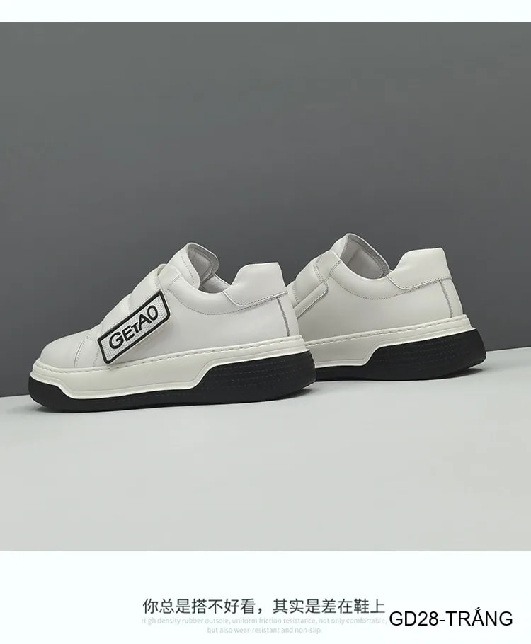GD28 - Giày nam da bò đế dày kiểu dad shoes, phối màu trắng đen thời thượng - ảnh 7