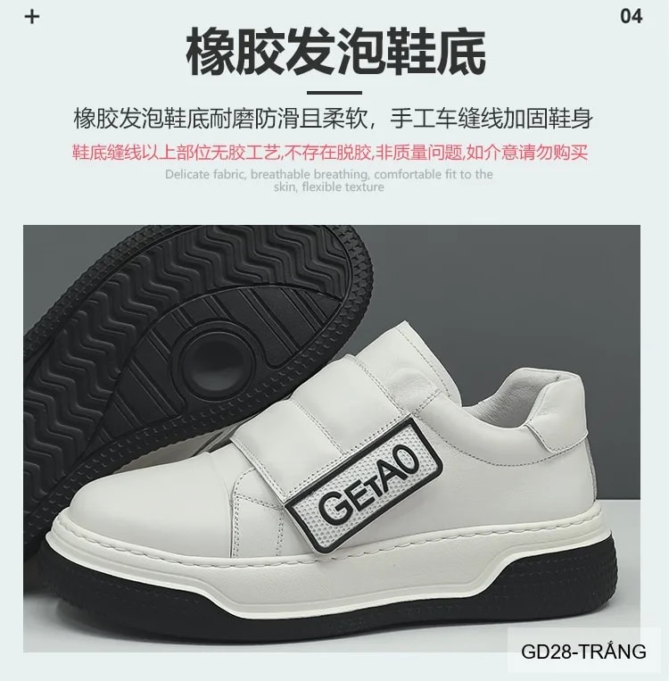 GD28 - Giày nam da bò đế dày kiểu dad shoes, phối màu trắng đen thời thượng - ảnh 14
