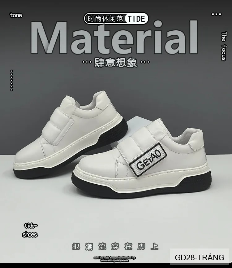 GD28 - Giày nam da bò đế dày kiểu dad shoes, phối màu trắng đen thời thượng - ảnh 11