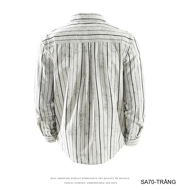 SA70 - Áo sơ mi nam kẻ sọc phong cách Nhật Bản, chất cotton mềm, dáng rộng thoải mái - ảnh 15
