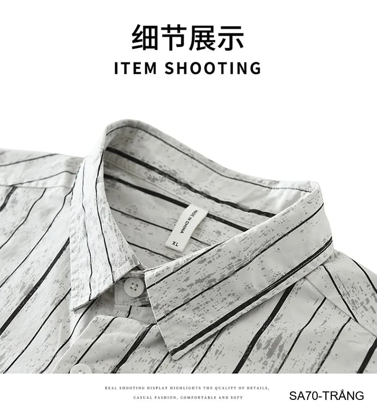 SA70 - Áo sơ mi nam kẻ sọc phong cách Nhật Bản, chất cotton mềm, dáng rộng thoải mái - ảnh 16