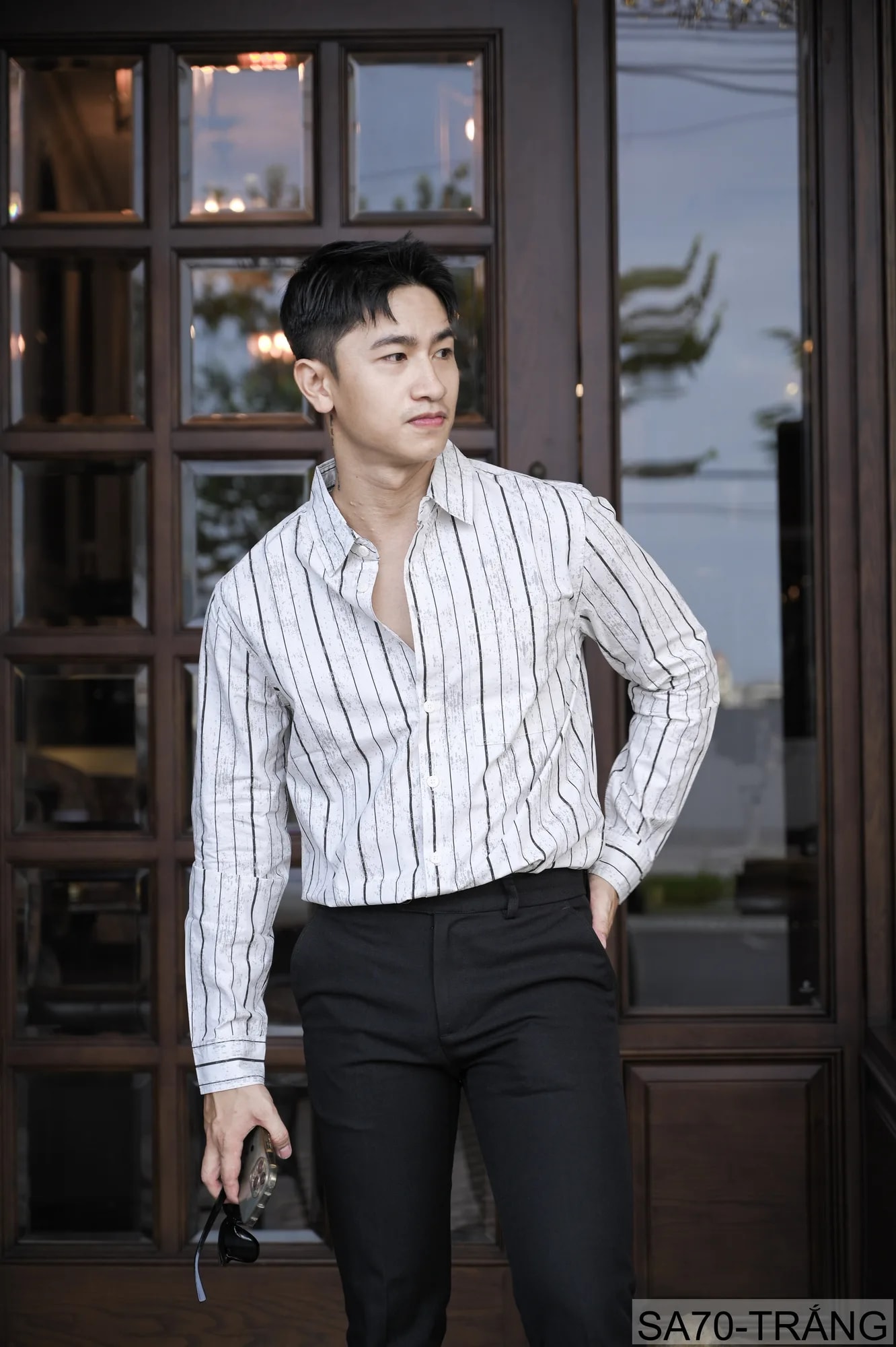 SA70 - Áo sơ mi nam kẻ sọc phong cách Nhật Bản, chất cotton mềm, dáng rộng thoải mái - ảnh 6