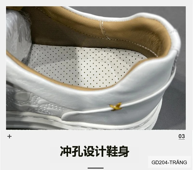 GD204 - Giày thể thao nam trắng đế dày sang trọng, da thật mềm mại, phong cách retro hiện đại - ảnh 17