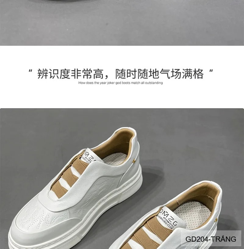 GD204 - Giày thể thao nam trắng đế dày sang trọng, da thật mềm mại, phong cách retro hiện đại - ảnh 9