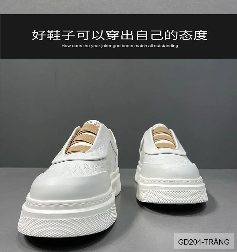 GD204 - Giày thể thao nam trắng đế dày sang trọng, da thật mềm mại, phong cách retro hiện đại - ảnh 8