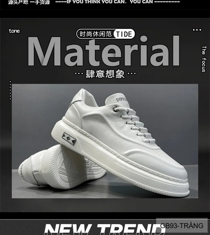 GB93 - Giày thể thao nam trắng đế dày phong cách retro, chất liệu da bò mềm mại - ảnh 13