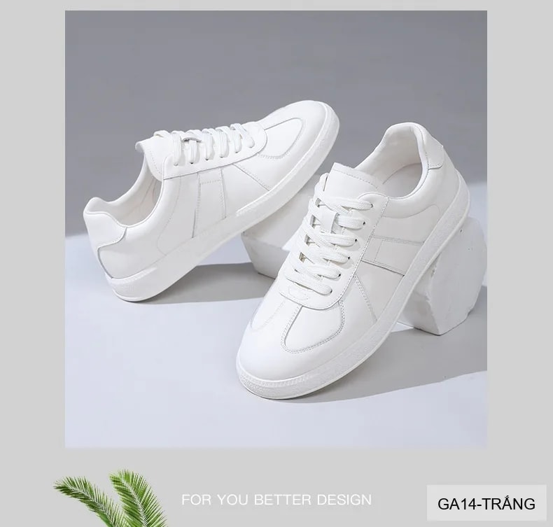 GA14 - Giày thể thao nam da bò thật kiểu mới 2026, phối màu trắng đen thời thượng - ảnh 4