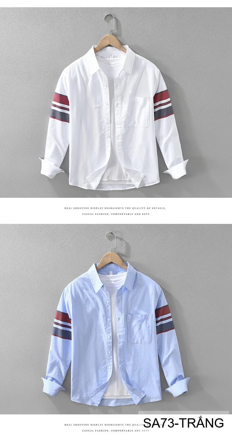 SA73 - Áo sơ mi nam dài tay in sọc tay phong cách Nhật Bản, chất cotton mềm mại, form rộng thoải mái - ảnh 11