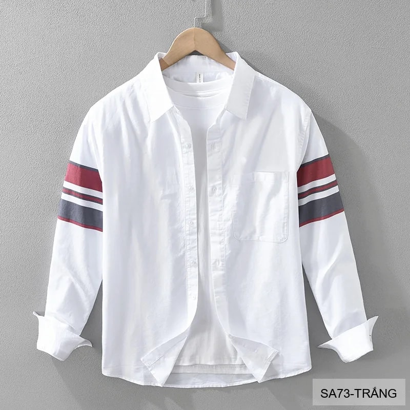 SA73 - Áo sơ mi nam dài tay in sọc tay phong cách Nhật Bản, chất cotton mềm mại, form rộng thoải mái - video 1