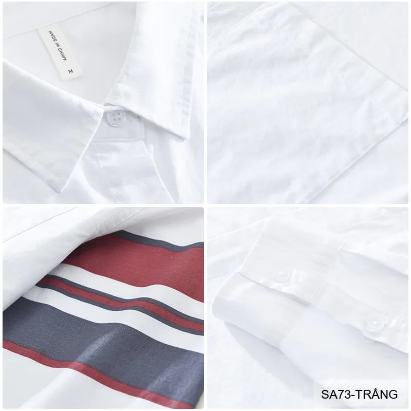 SA73 - Áo sơ mi nam dài tay in sọc tay phong cách Nhật Bản, chất cotton mềm mại, form rộng thoải mái - ảnh 9