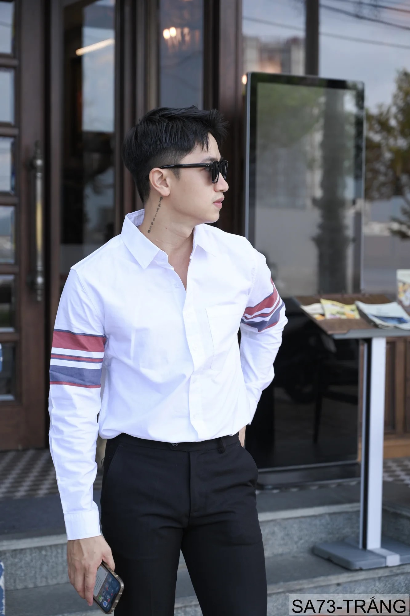 SA73 - Áo sơ mi nam dài tay in sọc tay phong cách Nhật Bản, chất cotton mềm mại, form rộng thoải mái - ảnh 7
