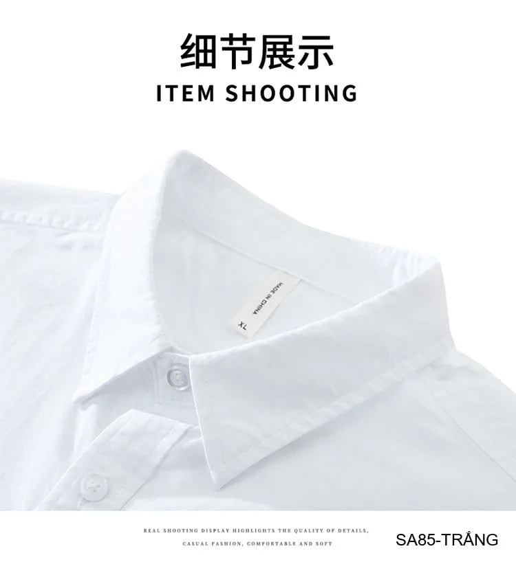 SA85 - Áo sơ mi nam dài tay phong cách Nhật Bản, dáng rộng thoải mái, chất cotton mềm mại, có túi ngực và chi tiết sọc tay - ảnh 13