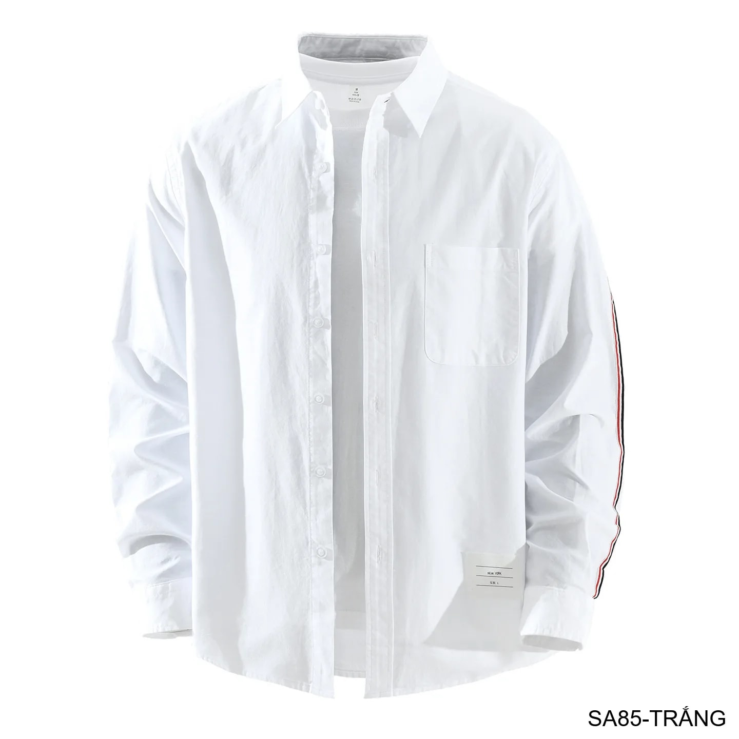 SA85 - Áo sơ mi nam dài tay phong cách Nhật Bản, dáng rộng thoải mái, chất cotton mềm mại, có túi ngực và chi tiết sọc tay - video 1