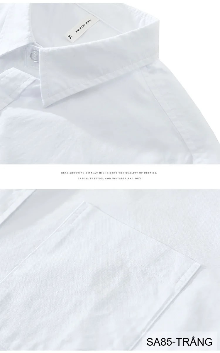 SA85 - Áo sơ mi nam dài tay phong cách Nhật Bản, dáng rộng thoải mái, chất cotton mềm mại, có túi ngực và chi tiết sọc tay - ảnh 7