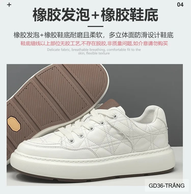 GD36 - Giày thể thao nam đế cao da thật, tăng chiều cao, thời trang phong cách châu Âu - ảnh 16