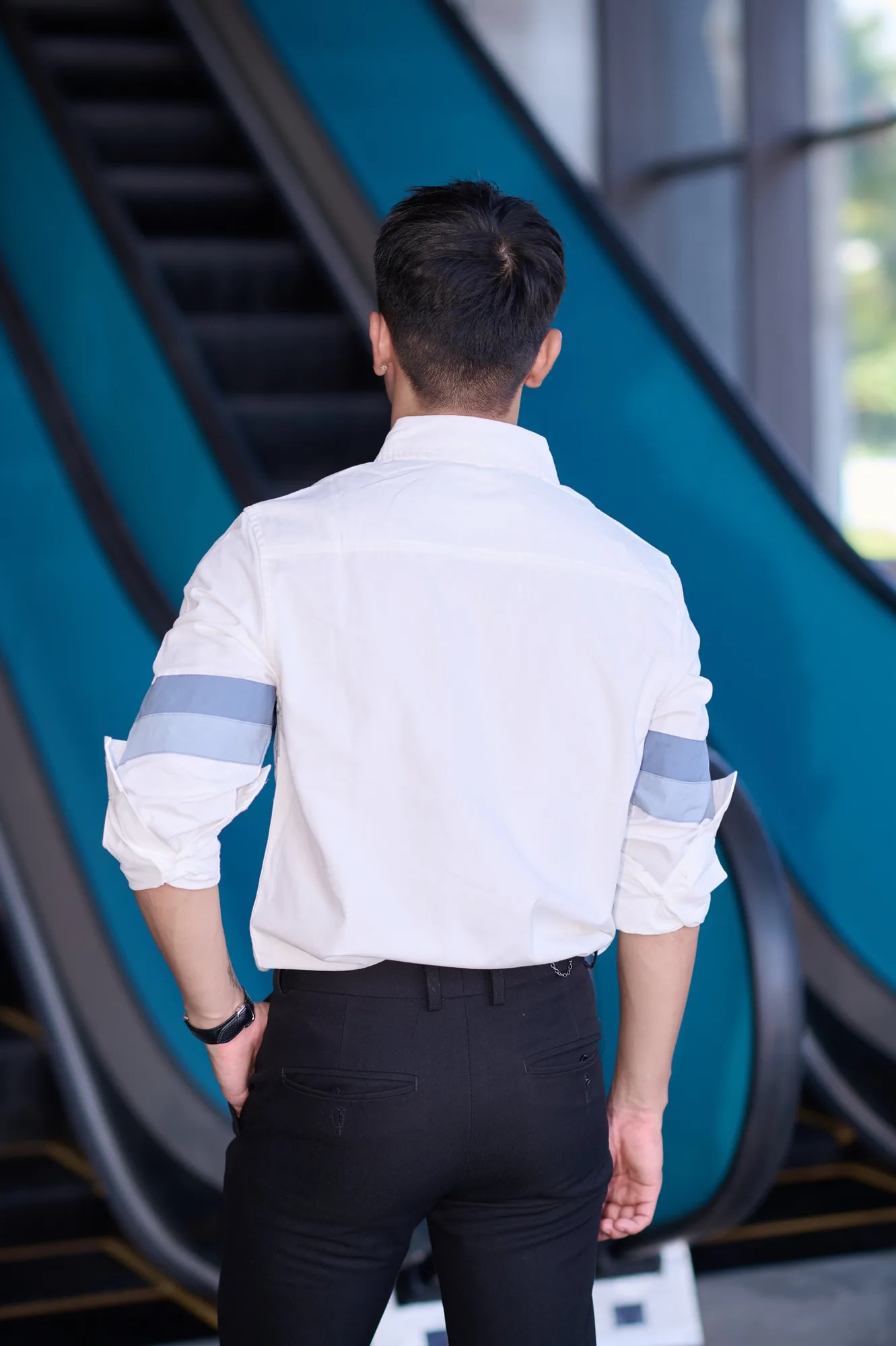 SA98 - Áo sơ mi nam dài tay phong cách Nhật, form rộng trẻ trung, chất cotton 100%, phối màu tay áo nổi bật - ảnh 6