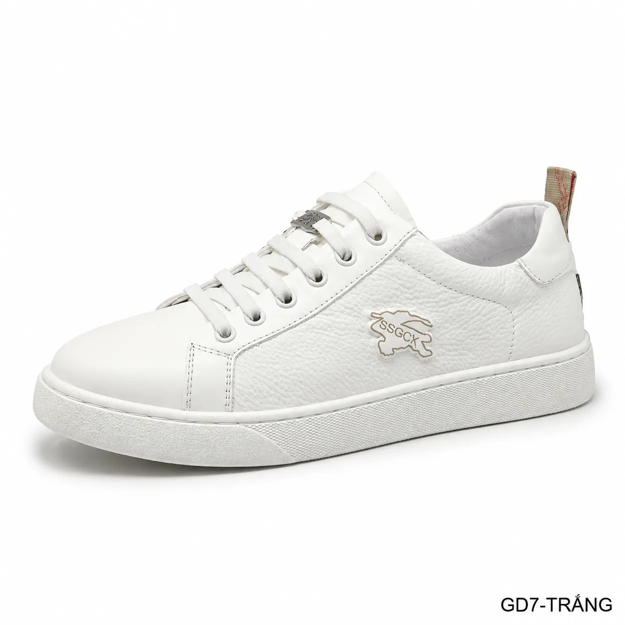GD7 - Giày thể thao nam da thật phong cách retro, nhẹ êm, phối màu trắng đen sang trọng