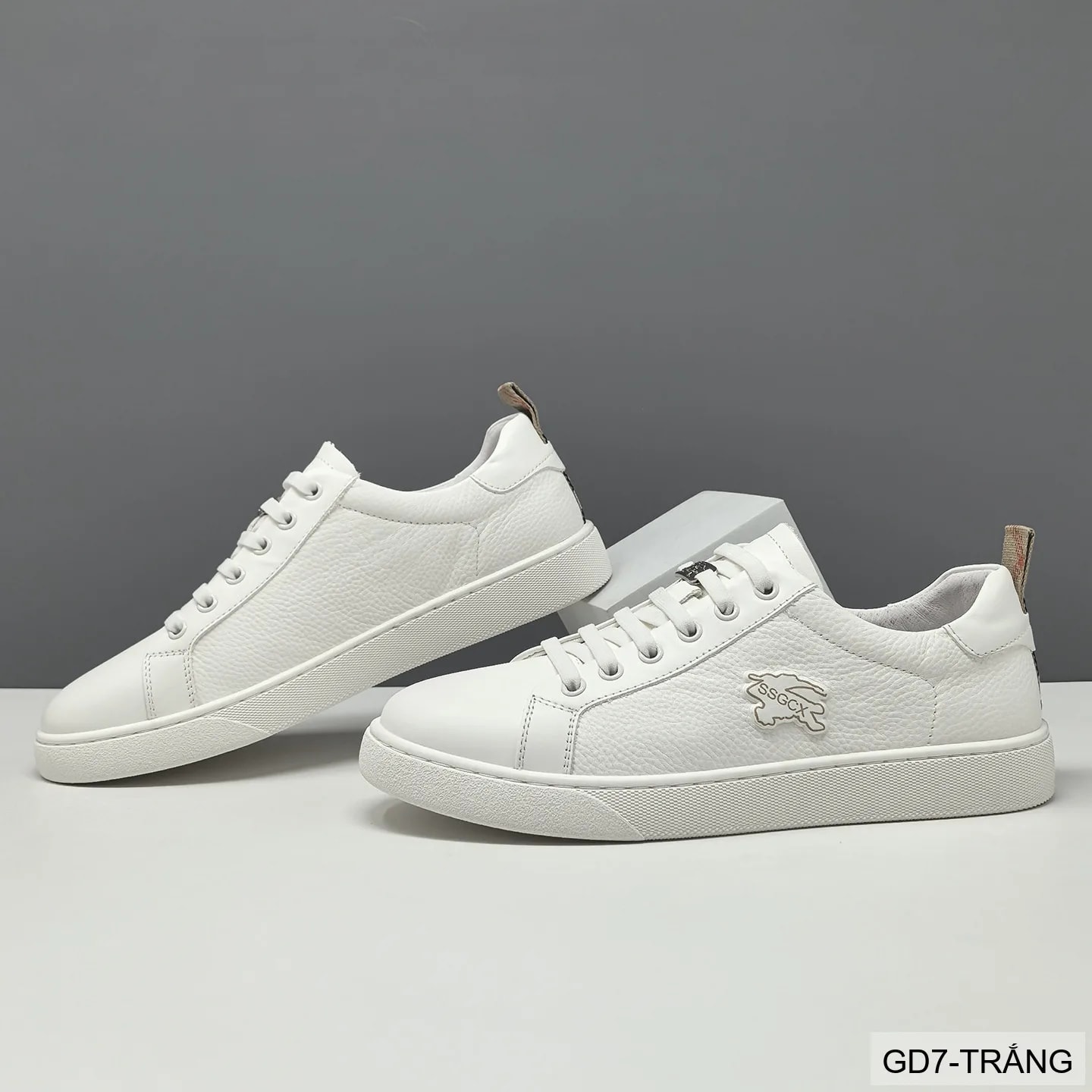 GD7 - Giày thể thao nam da thật phong cách retro, nhẹ êm, phối màu trắng đen sang trọng - ảnh 3