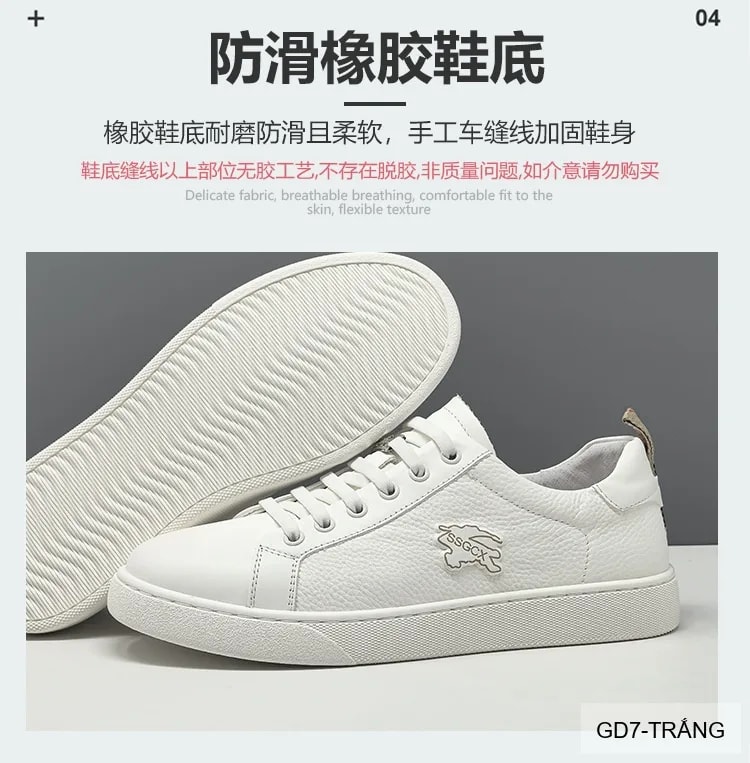 GD7 - Giày thể thao nam da thật phong cách retro, nhẹ êm, phối màu trắng đen sang trọng - ảnh 16