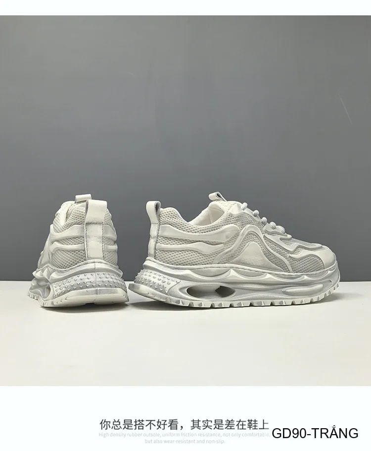 GD90 - Giày thể thao nam kiểu Dad Shoes đế dày, thân lưới thoáng khí, tăng chiều cao, phối màu Trắng Đen - ảnh 9