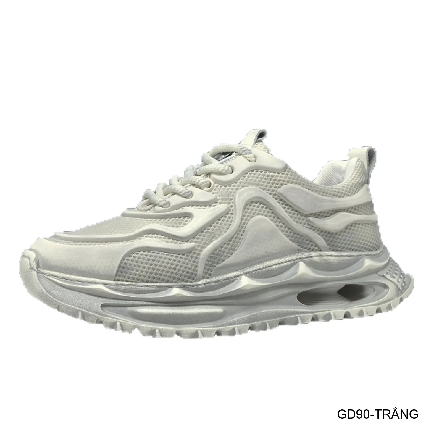 GD90 - Giày thể thao nam kiểu Dad Shoes đế dày, thân lưới thoáng khí, tăng chiều cao, phối màu Trắng Đen - ảnh 5
