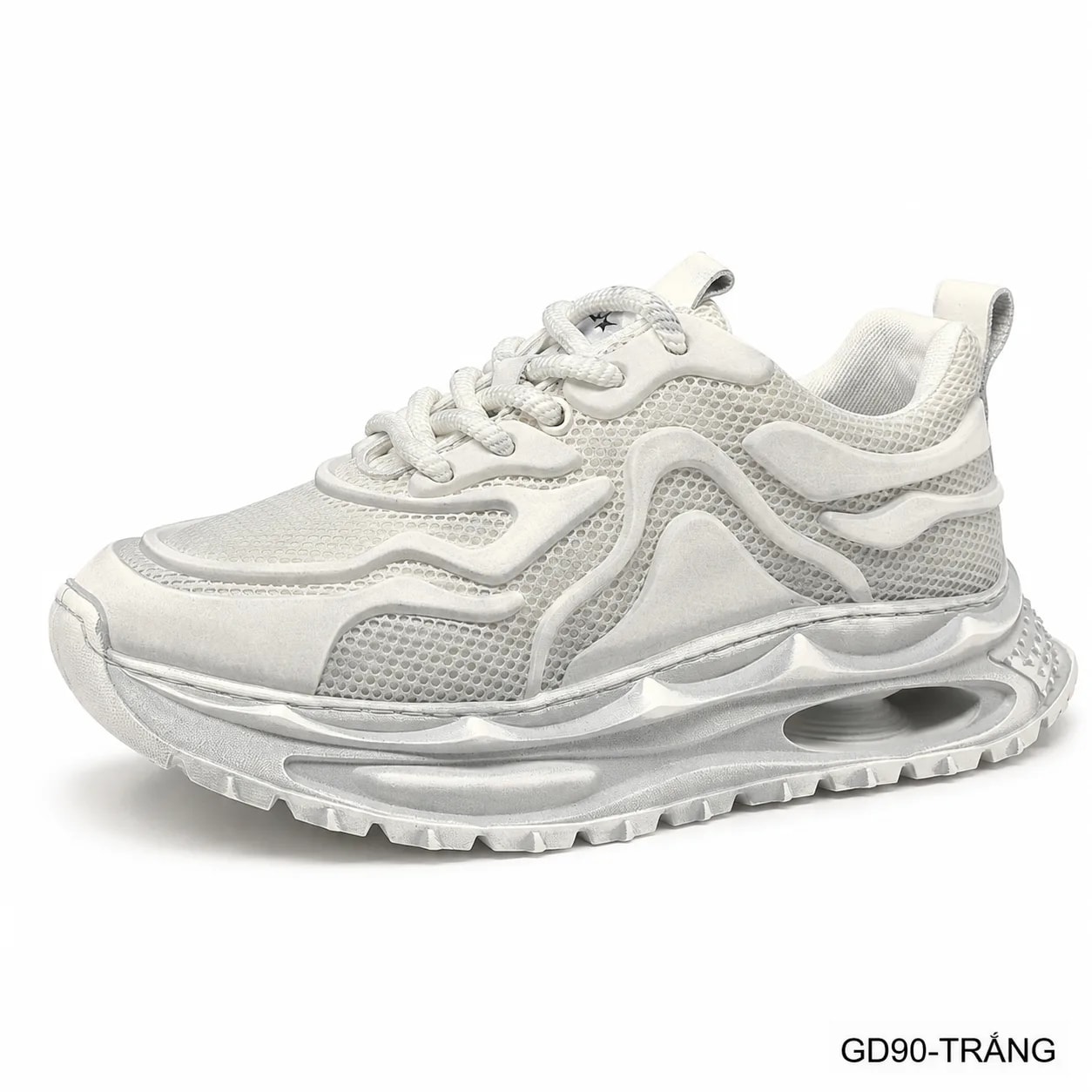 GD90 - Giày thể thao nam kiểu Dad Shoes đế dày, thân lưới thoáng khí, tăng chiều cao, phối màu Trắng Đen
