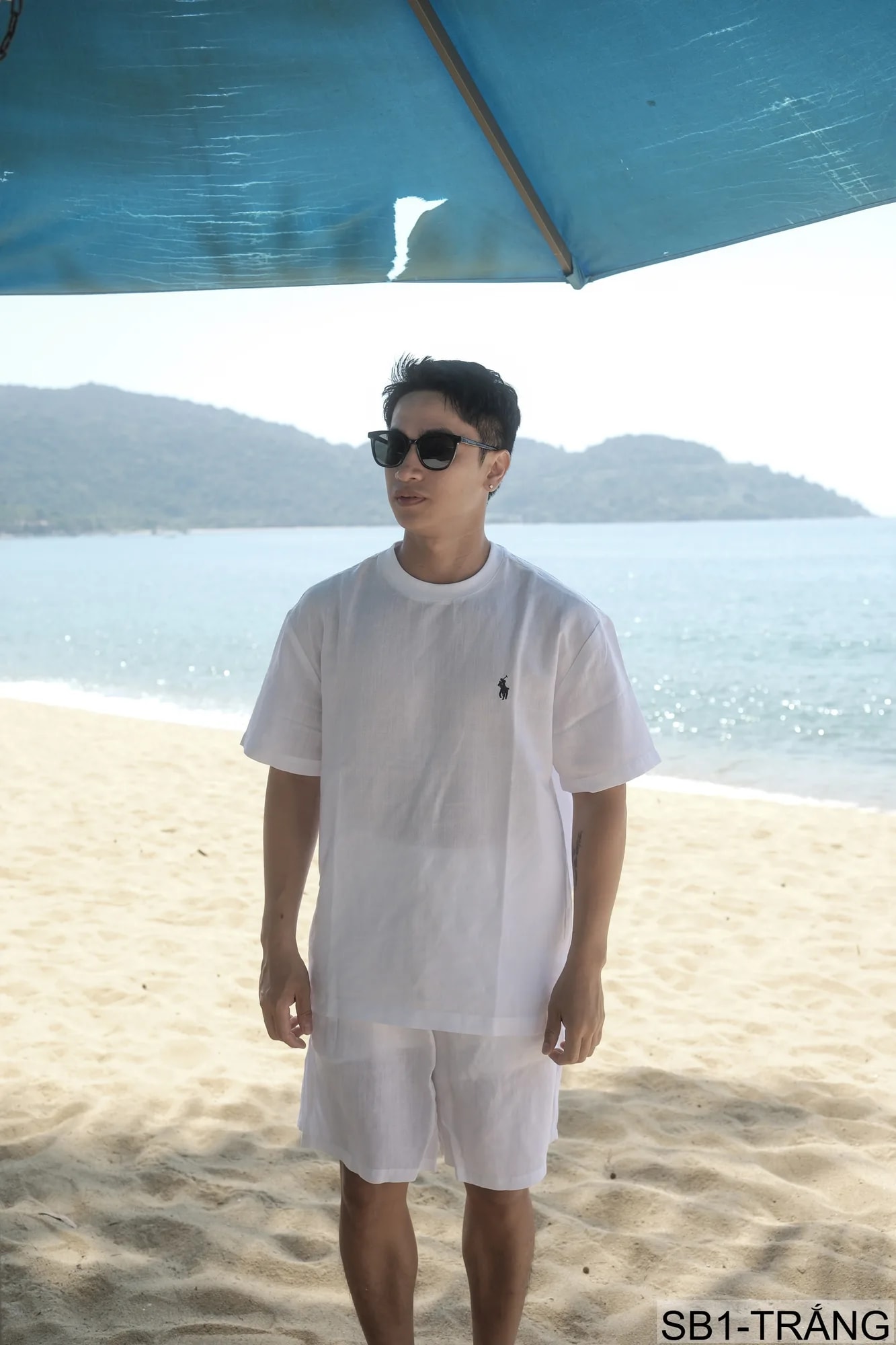 SB1 - Bộ đồ nam mùa hè chất liệu Tencel & linen mát lạnh, phong cách Mỹ cổ điển, áo thun tay ngắn + quần short - ảnh 7