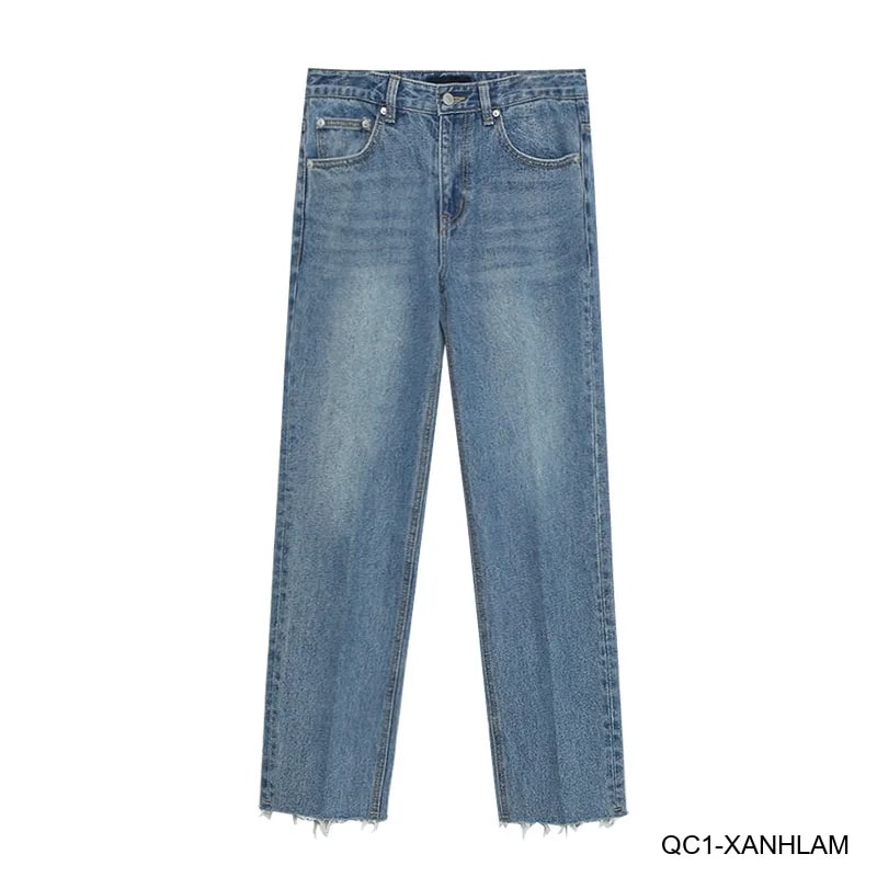 QC1 - Quần jeans nam ống đứng 9 tấc phong cách Hàn Quốc, màu xanh nhạt và xanh lam - video 1