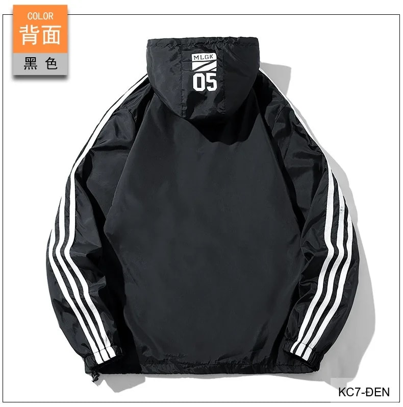 KC7 - Áo khoác nam thể thao oversize tay dài có mũ, chất liệu polyester thoáng mát, 3 màu xanh dương, đen, xanh đậm - ảnh 18