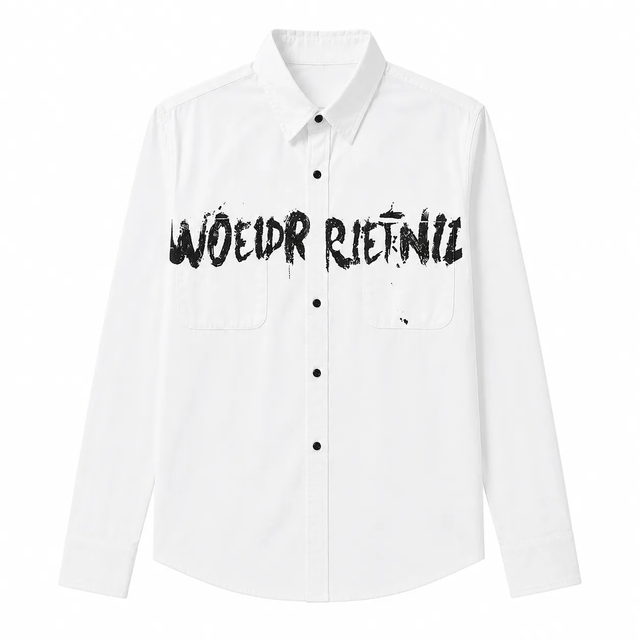SA79 - Áo sơ mi nam tay dài phong cách streetwear in chữ nghệ thuật, chất cotton mềm mại, form rộng thoải mái