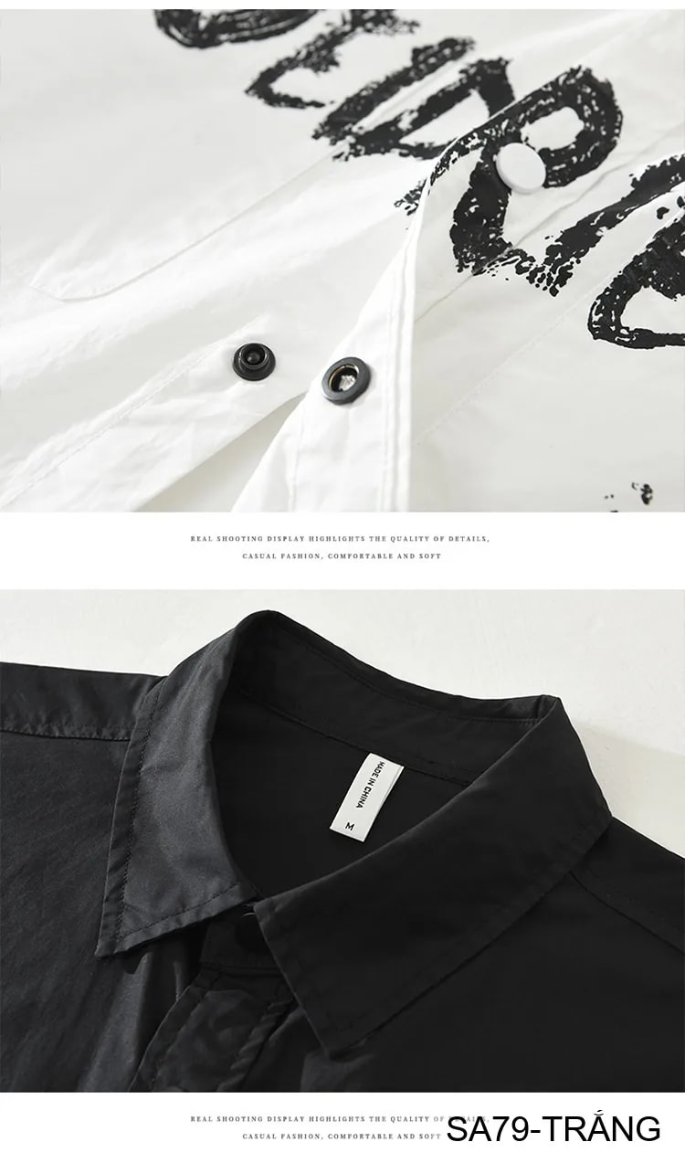 SA79 - Áo sơ mi nam tay dài phong cách streetwear in chữ nghệ thuật, chất cotton mềm mại, form rộng thoải mái - ảnh 7