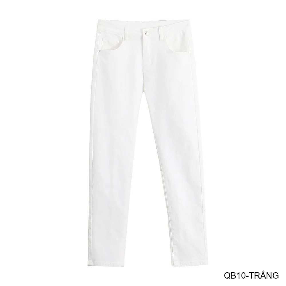 QB10 - Quần jeans nam ống nhỏ co giãn, màu trắng đen, phong cách basic mùa thu - ảnh 1