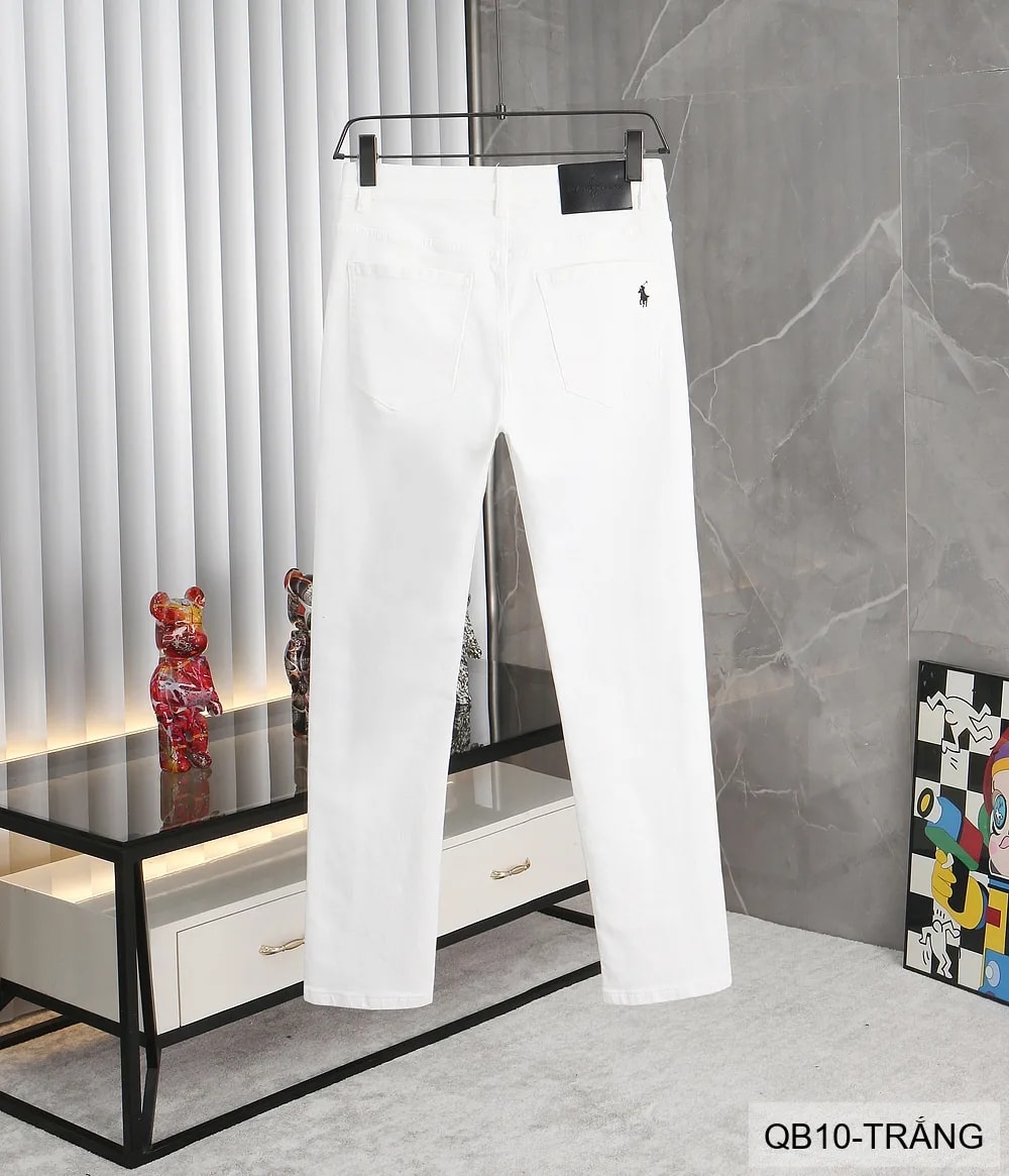 QB10 - Quần jeans nam ống nhỏ co giãn, màu trắng đen, phong cách basic mùa thu - ảnh 19