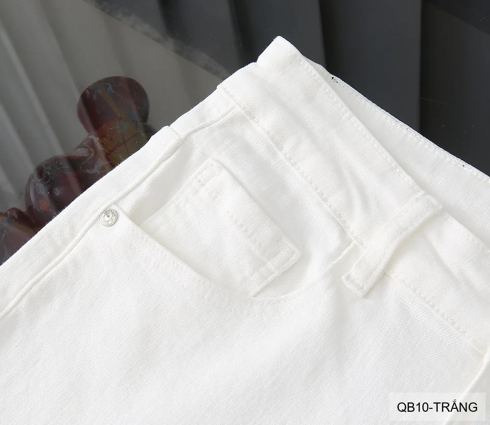QB10 - Quần jeans nam ống nhỏ co giãn, màu trắng đen, phong cách basic mùa thu - ảnh 23